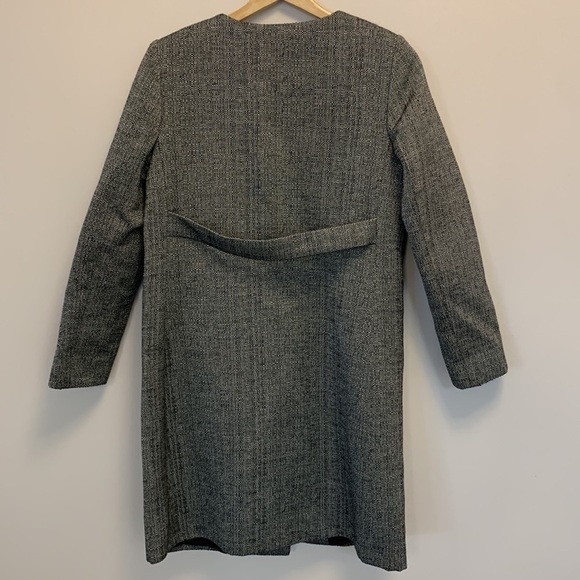 HOBBS LONDON car coat zippered front lined jacket boucle coat grey white size 6 - Picture 4 of 16